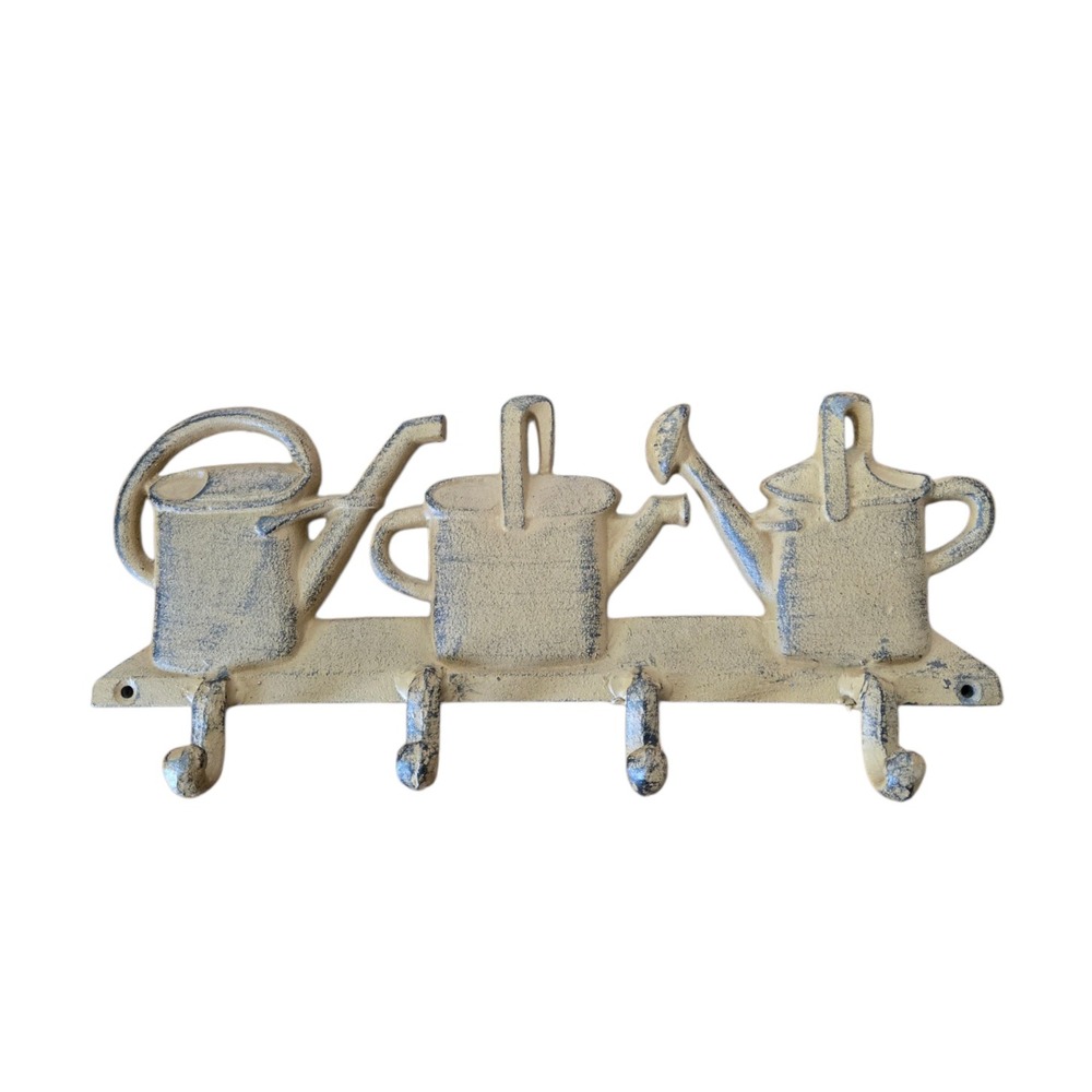 Vintage Style Cast Iron Watering Can Wall Hook Rack Farmhouse Garden Decor - Picture 2 of 8